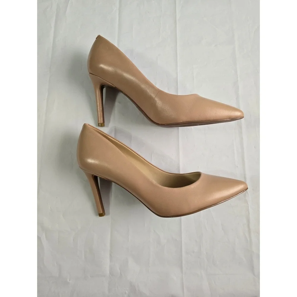 Nine West Etta Pointed Toe Pumps Light Natural Leather Stiletto Heels 9.5M